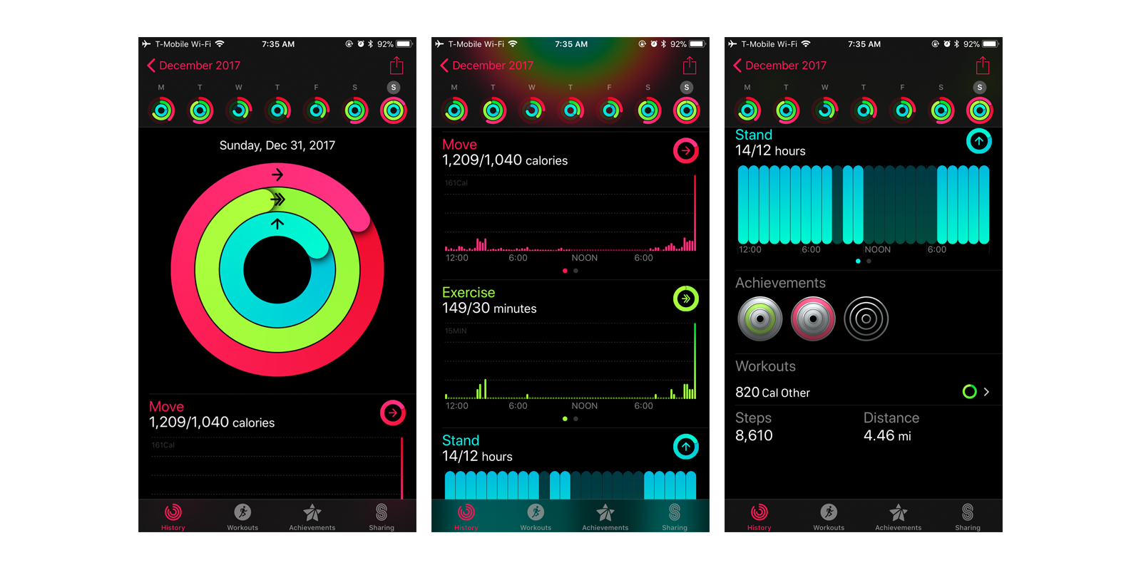 Apple Watch activity screenshots