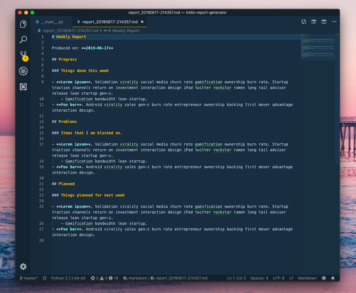 Screenshot of raw Markdown file in Visual Studio Code
