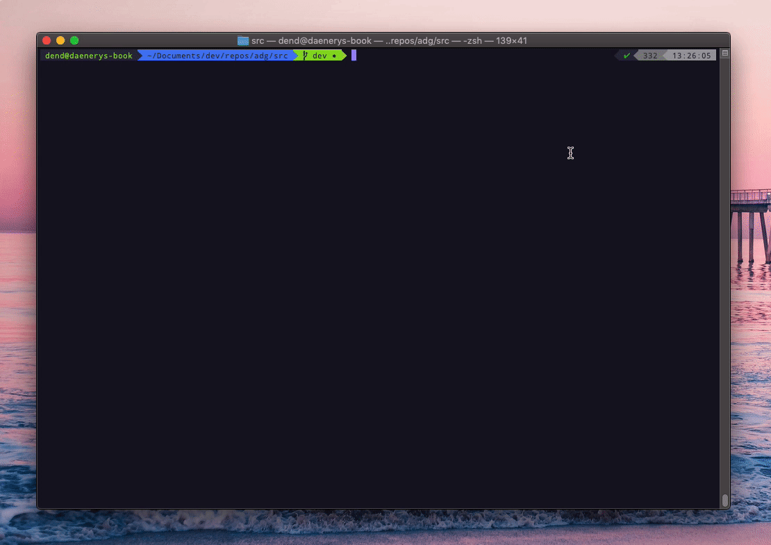 Terminal showing a demo of the ADG CLI