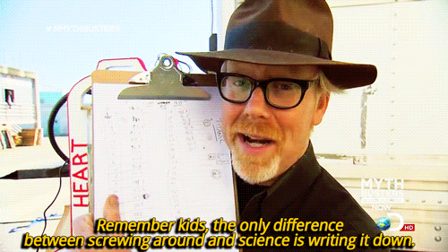 GIF of Adam Savage of MythBusters saying to write things down