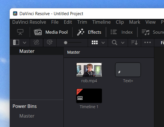 Media Pools in DaVinci Resolve.