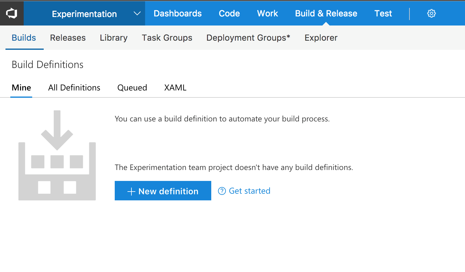 VSTS Build Definition View