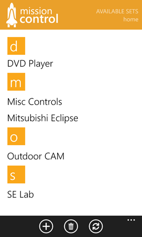 Screenshot of the Windows Phone 7 application - MissionControl