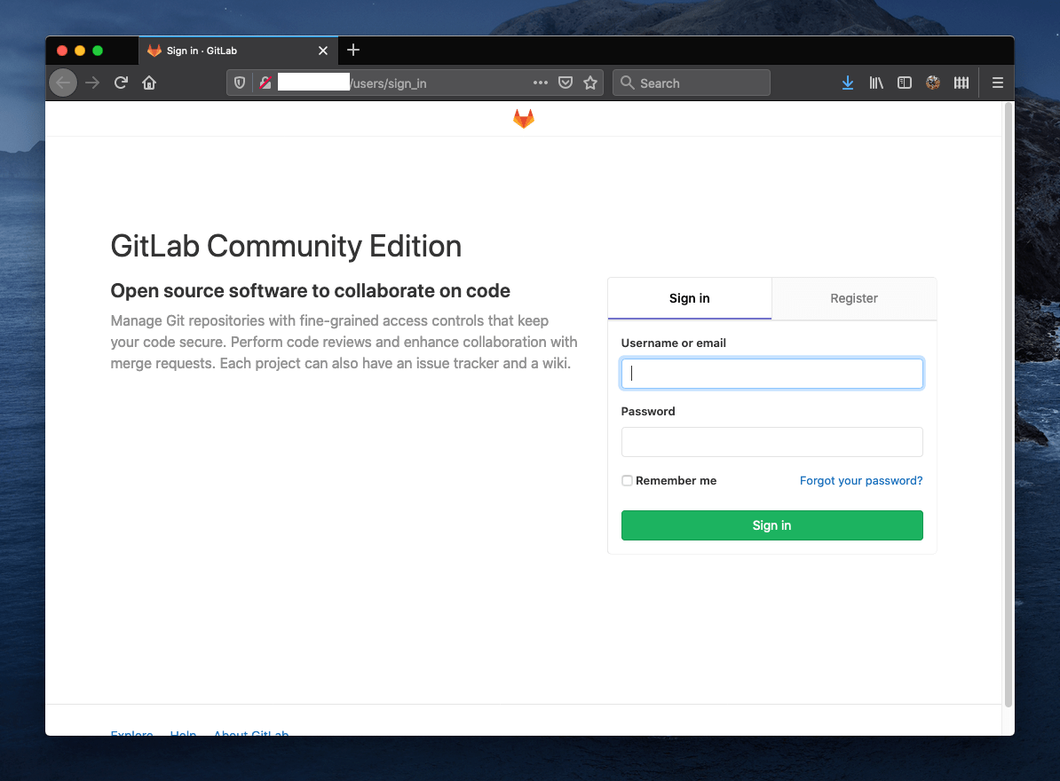 GitLab Community Edition running in a container