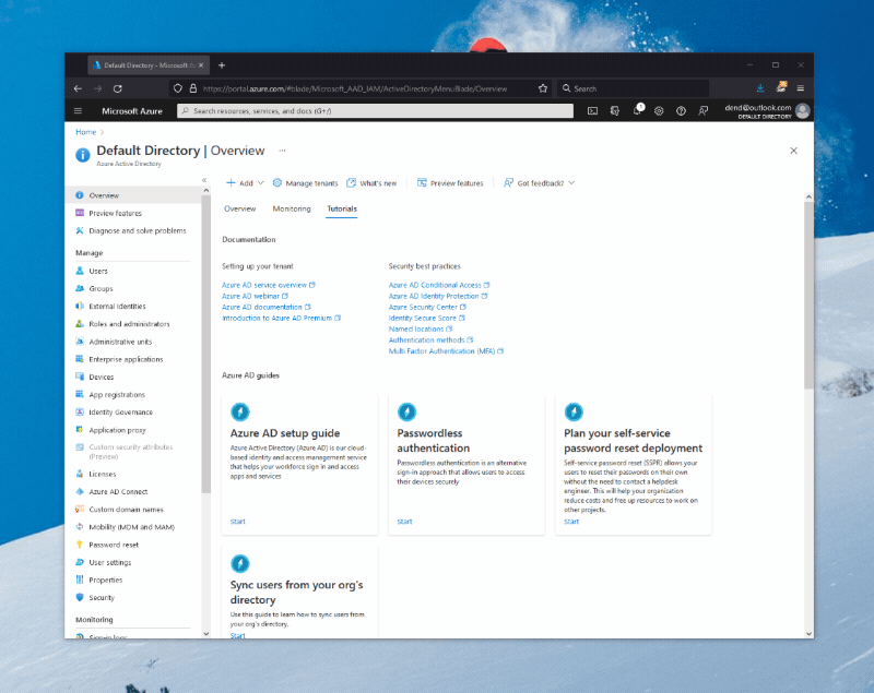 Azure Active Directory GIF in the Azure Portal