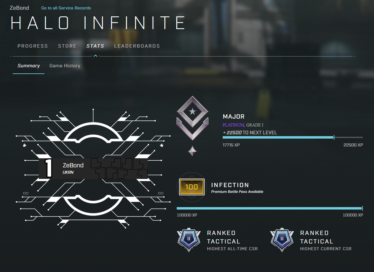 Image of my rank from within Halo Waypoint Service Record