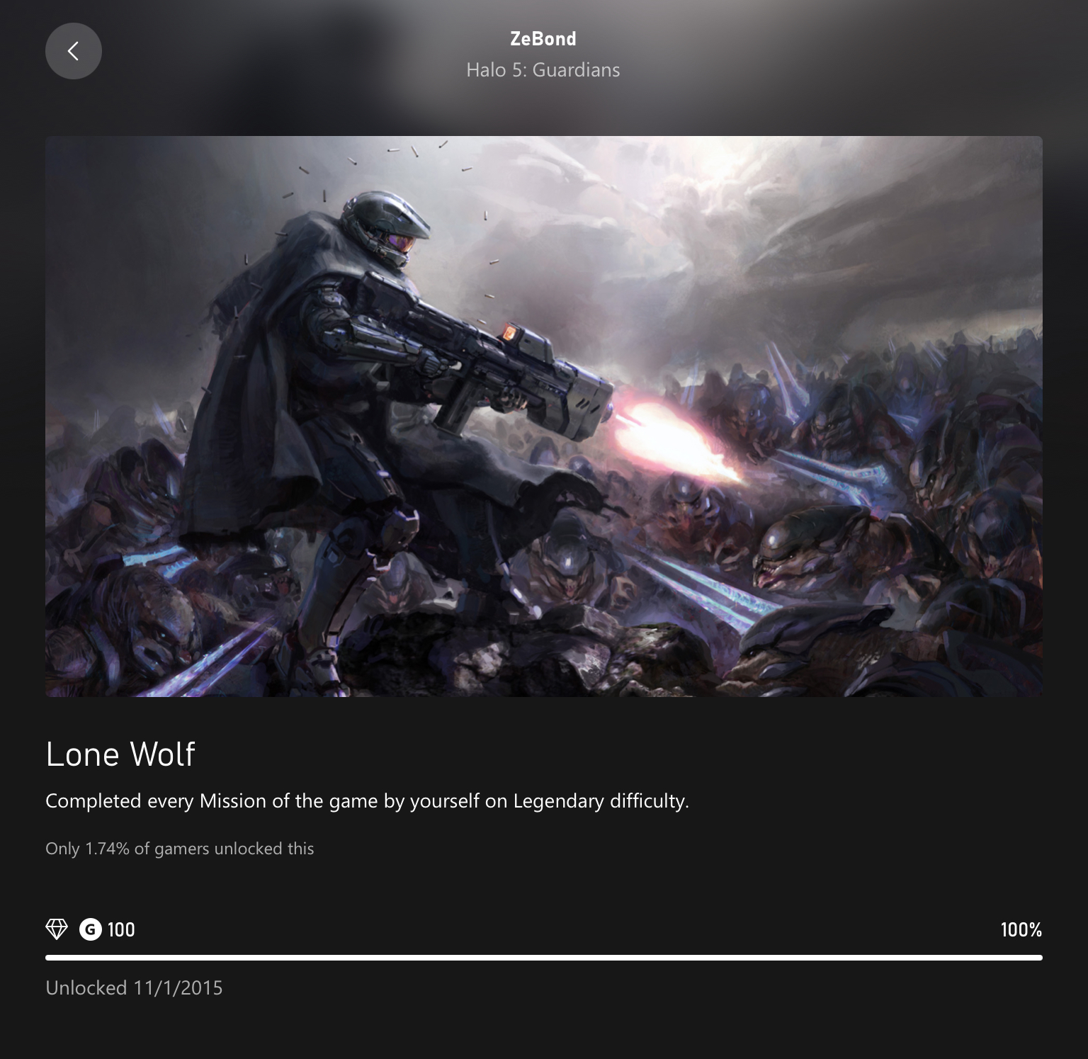 Halo 5 Legendary achievement on Xbox