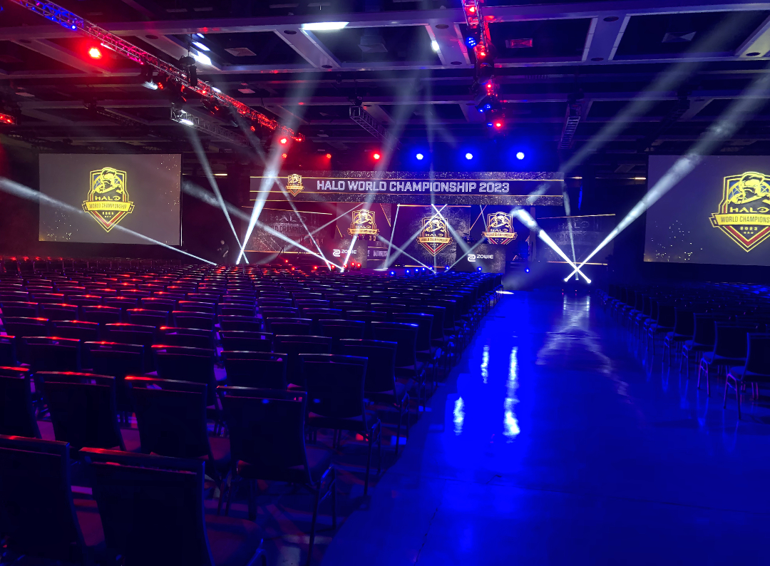 The Halo World Championship 2023 stage at the Seattle Convention Center.