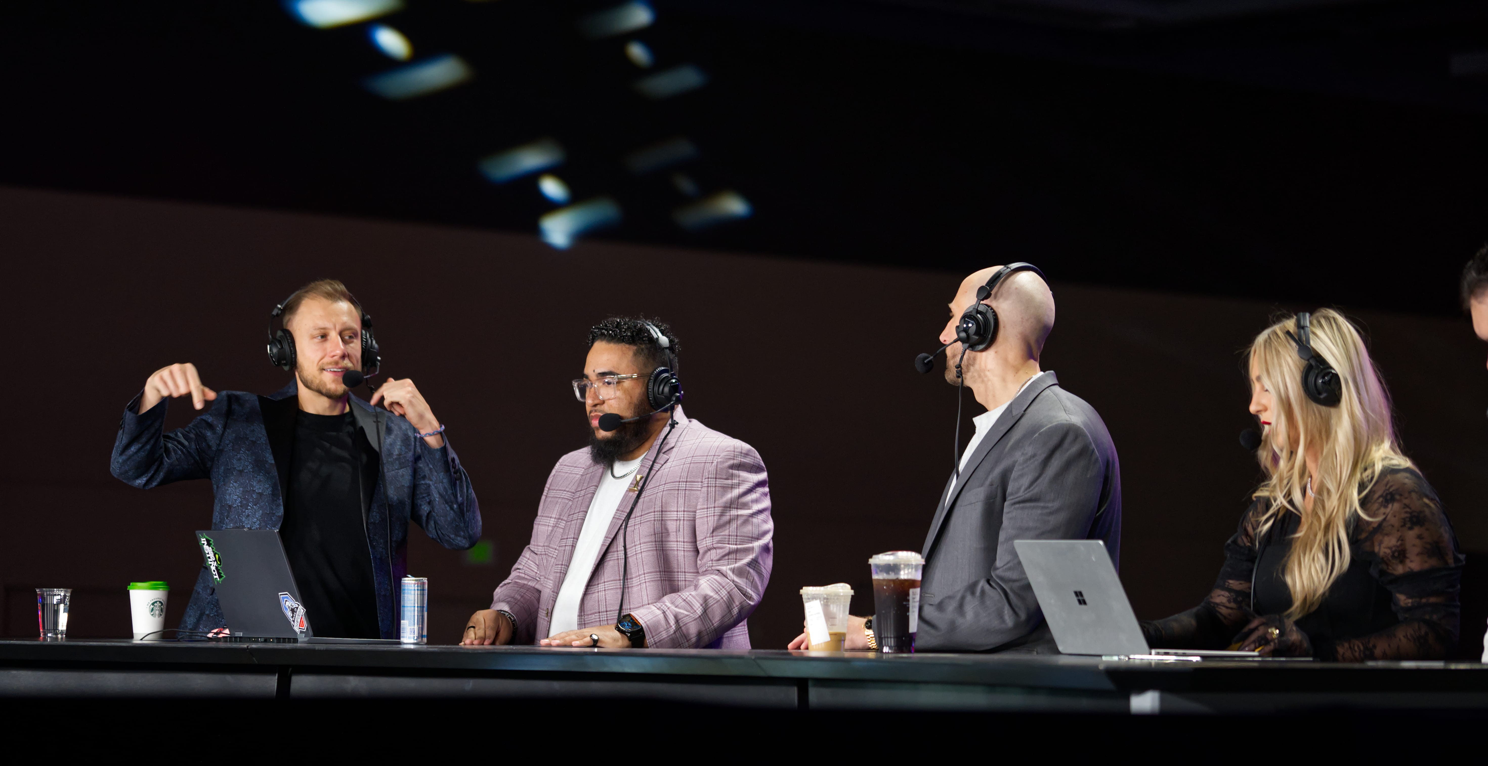 Bravo, Tony, Clutch, and Lottie preparing for the broadcast.