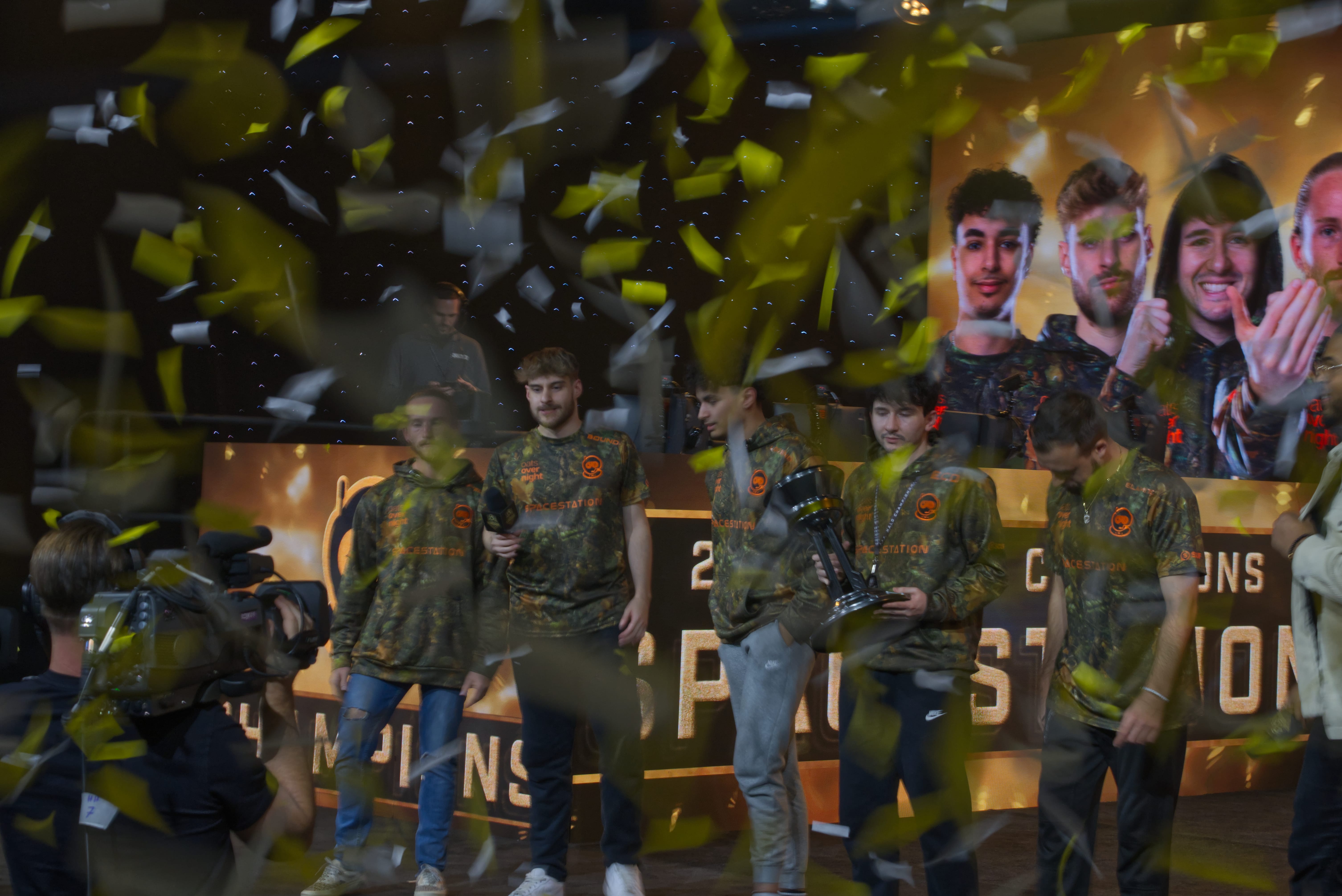 SSG on stage with the Halo World Championship trophy.