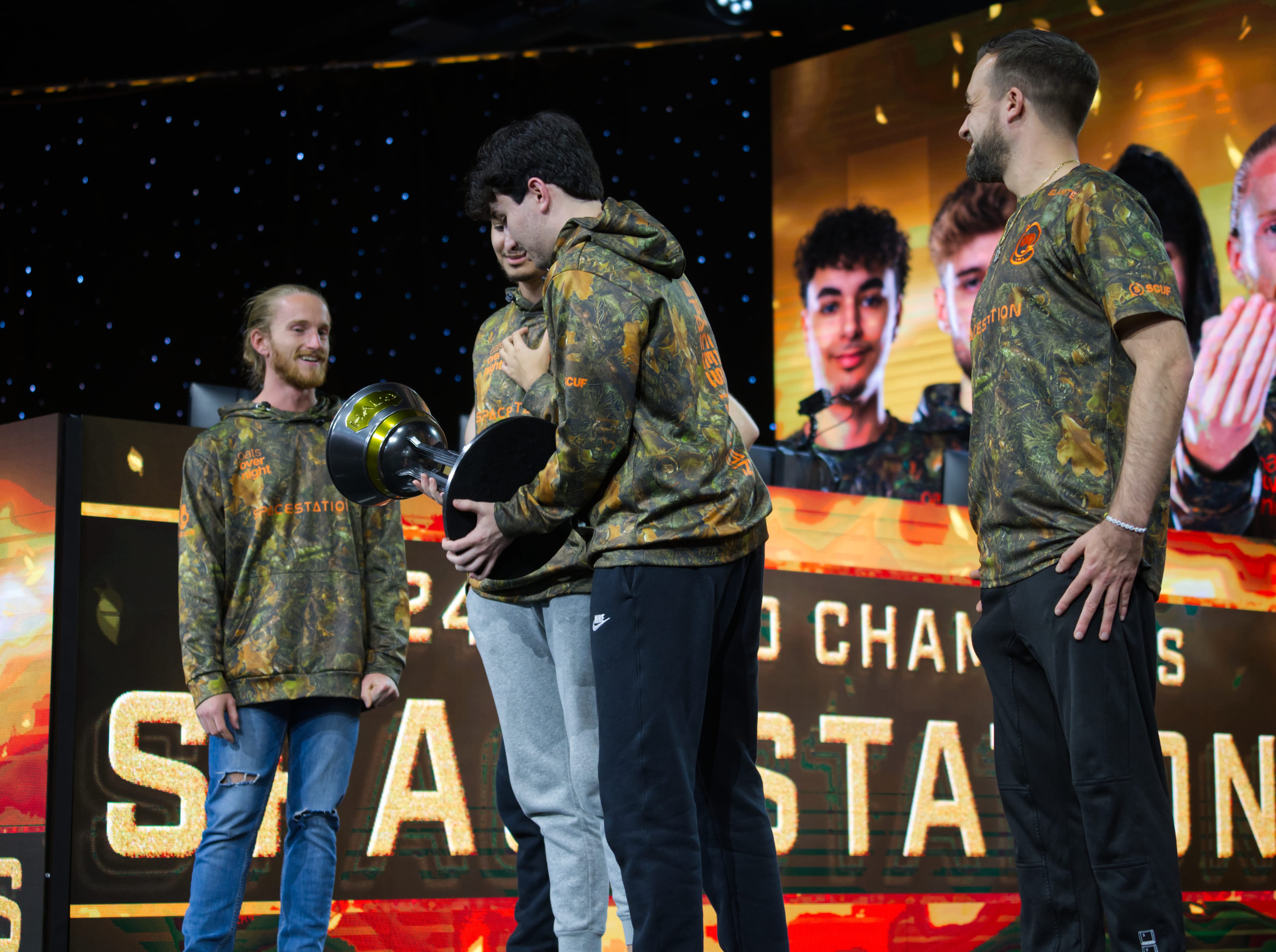 Eco and team analyzing the newly-acquired trophy.