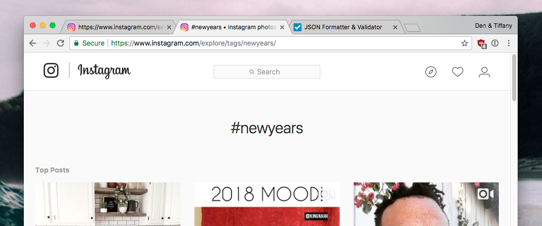 New years hashtag on Instagram