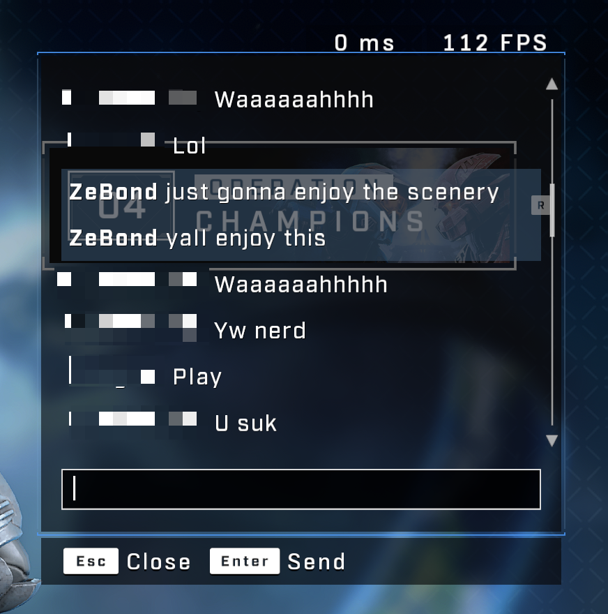 Screenshot of a reactions to a game being thrown.