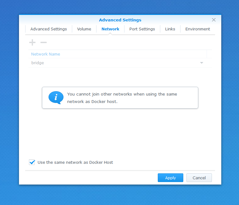 Configuring network on Synology