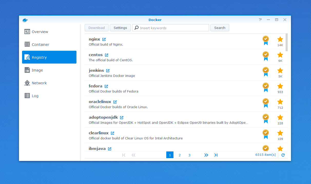 Docker Registry in the Synology Package Center