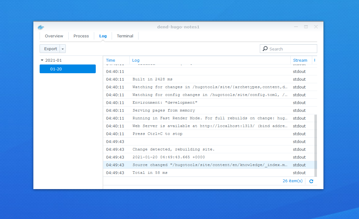 Running a container in Docker on Synology