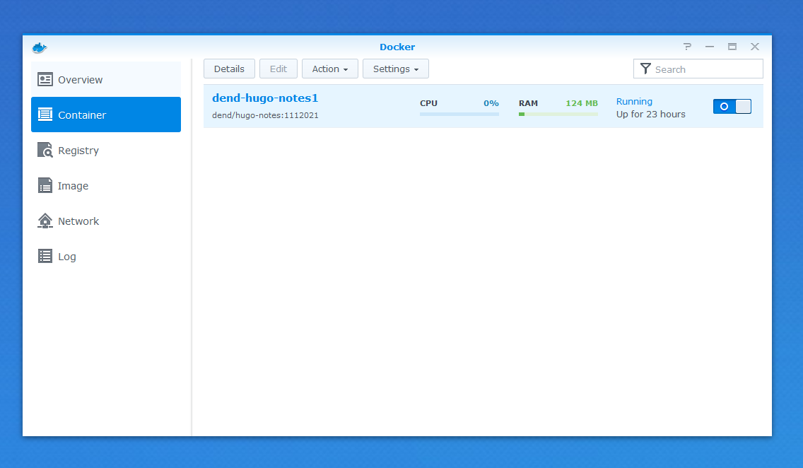 Running a container in Docker on Synology