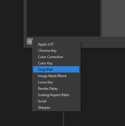 Adding a crop effect in OBS Studio