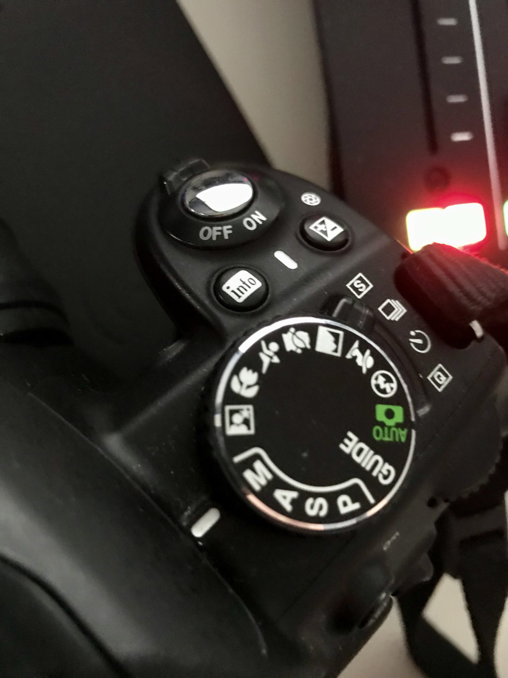 Info button on Nikon D3100 DSLR