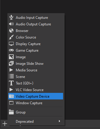 Adding a capture device in OBS Studio