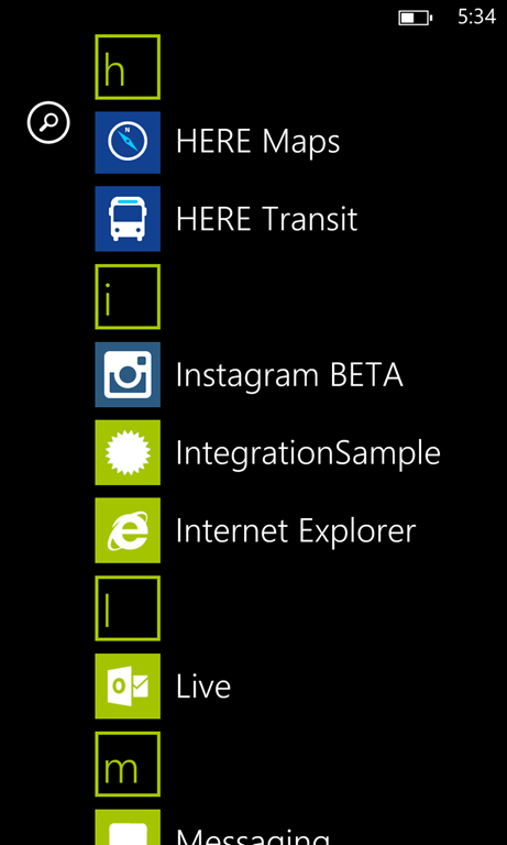 Windows Phone screenshot