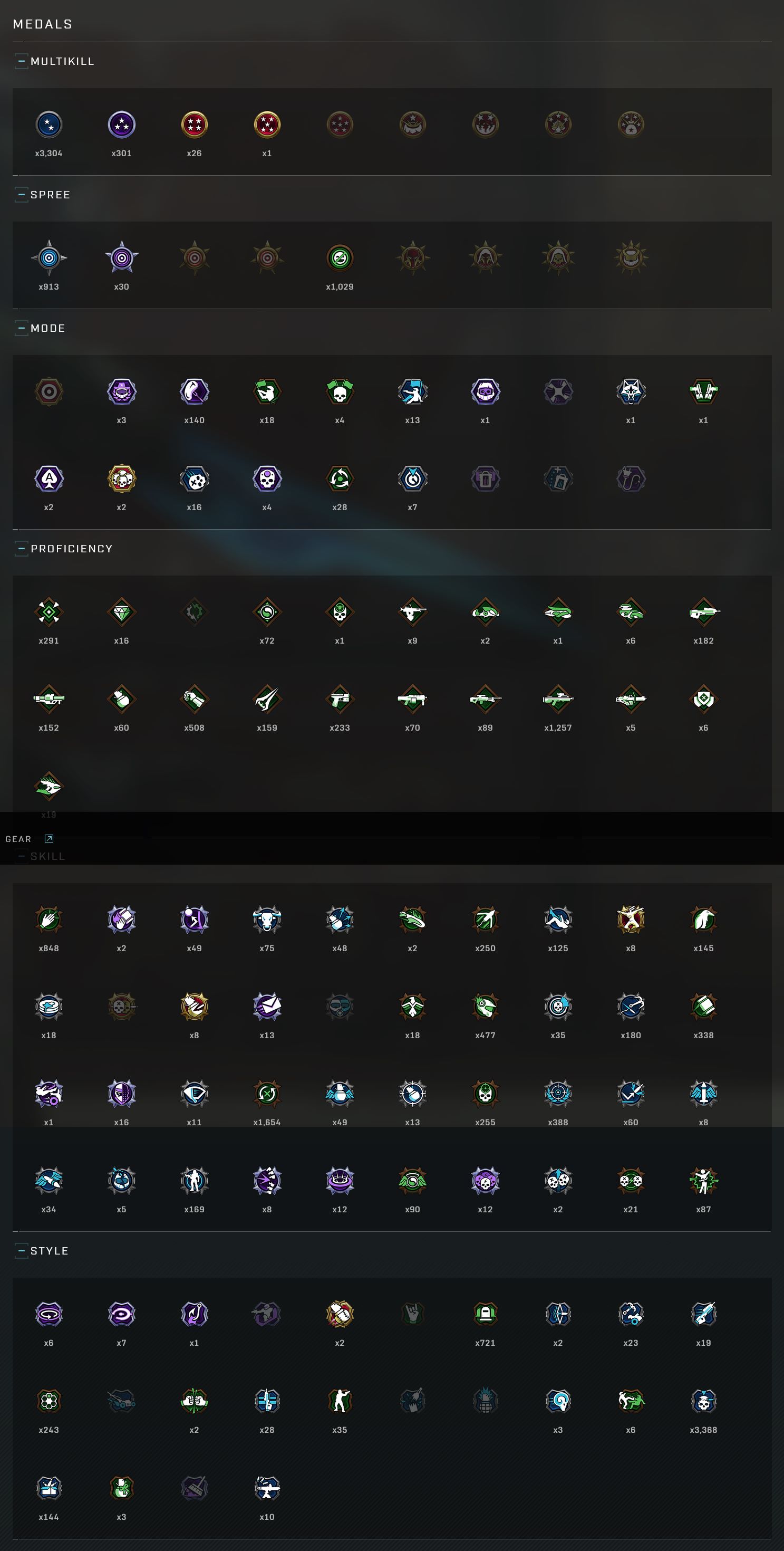 Medals as seen rendered on the Halo Waypoint site