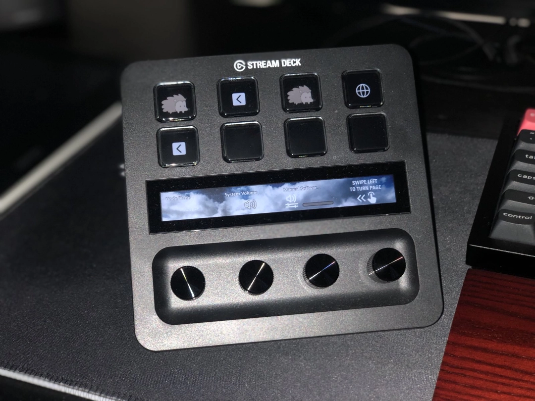 A Stream Deck Plus on a desk.