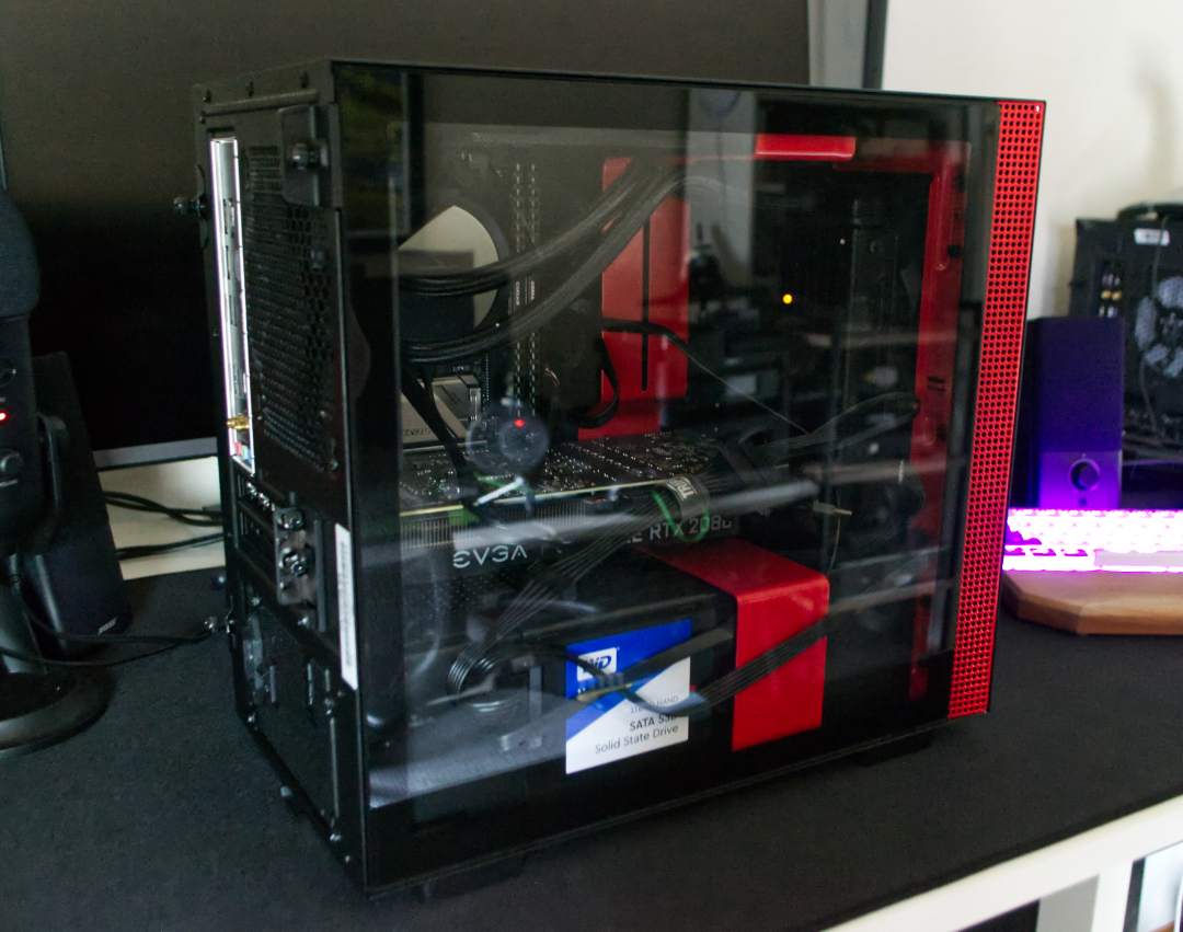 A red mini-ITX case