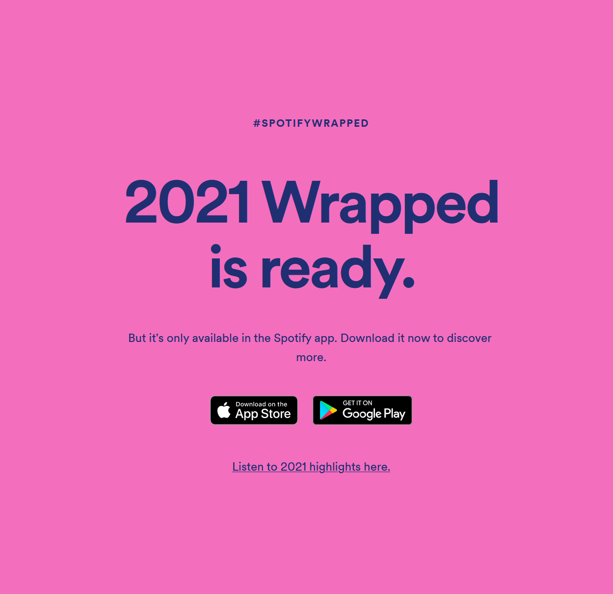 Screenshot of the Spotify Wrapped site