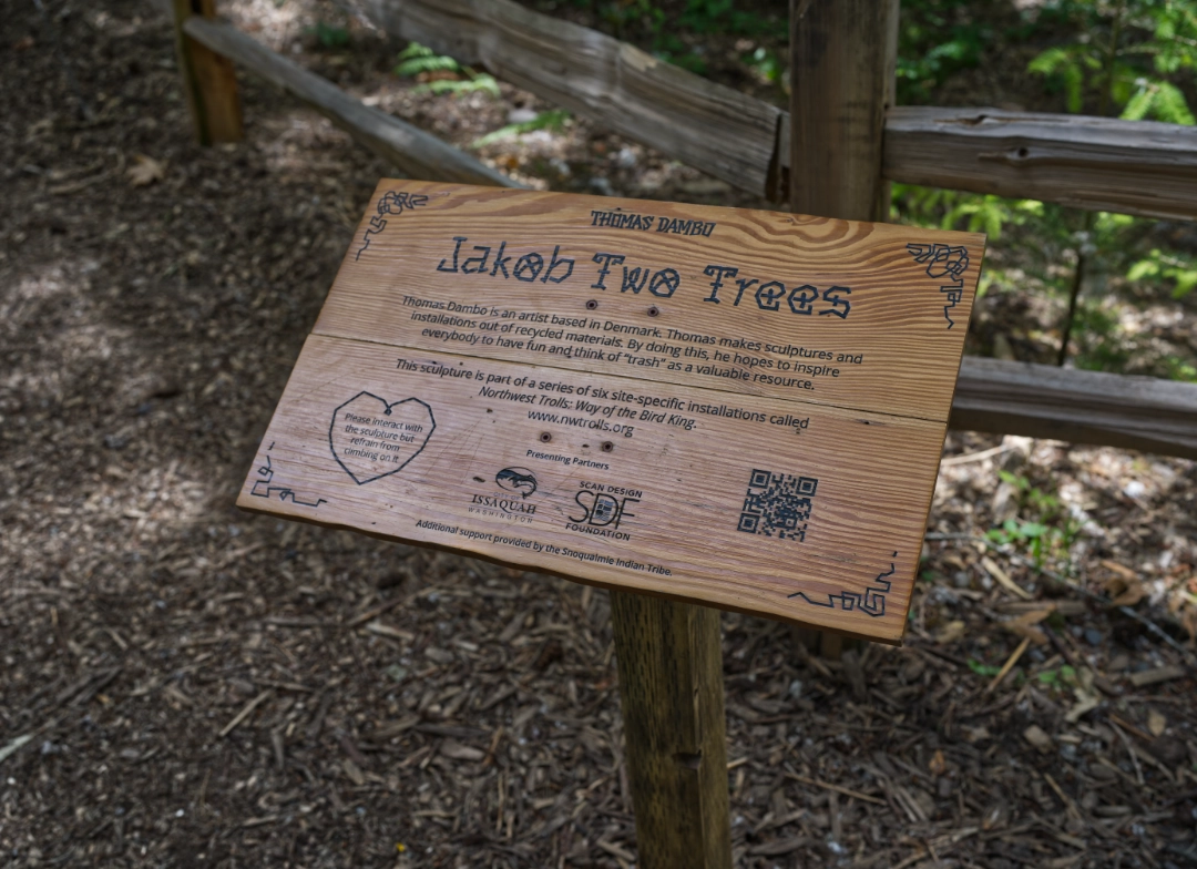 Jakob Two Trees description plate near the troll.