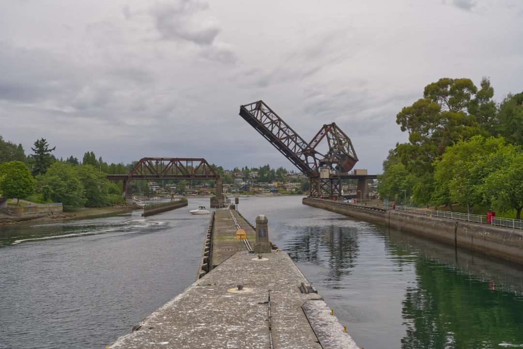 Bridge lifted above the canal.