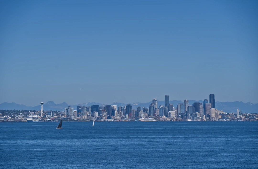 Seattle skyline, as seen from a ferry to Bainbridge Island.