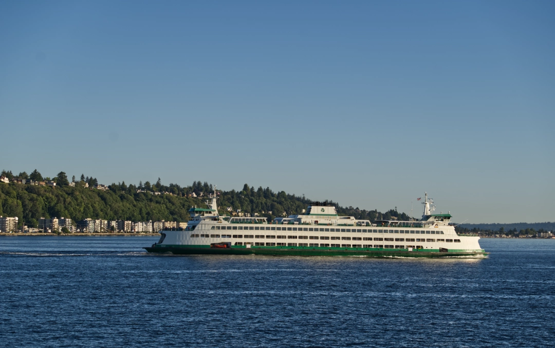 Ferry leaving Seattle.