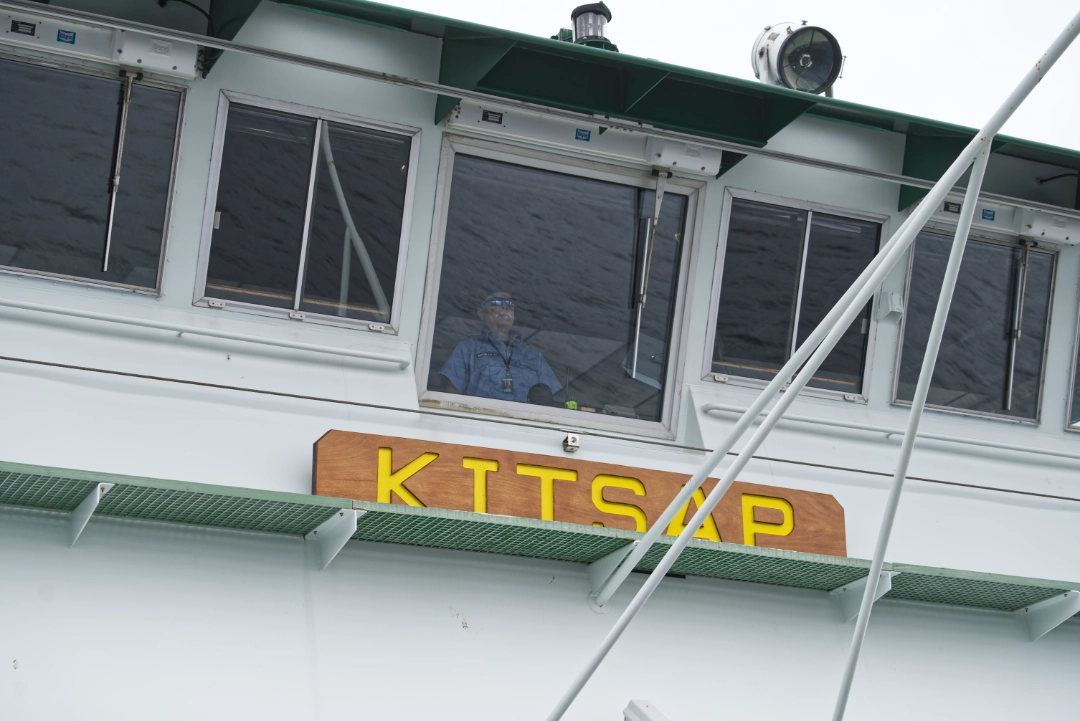 A close-up of the Kitsap ferry operator.