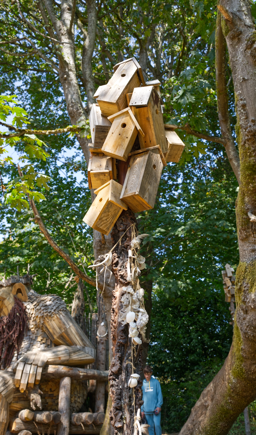 Oscar's custom birdhouses for his friends.