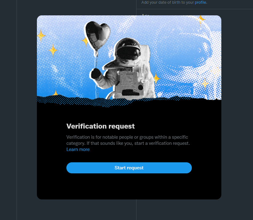Requesting verification through Twitter&rsquo;s automated form