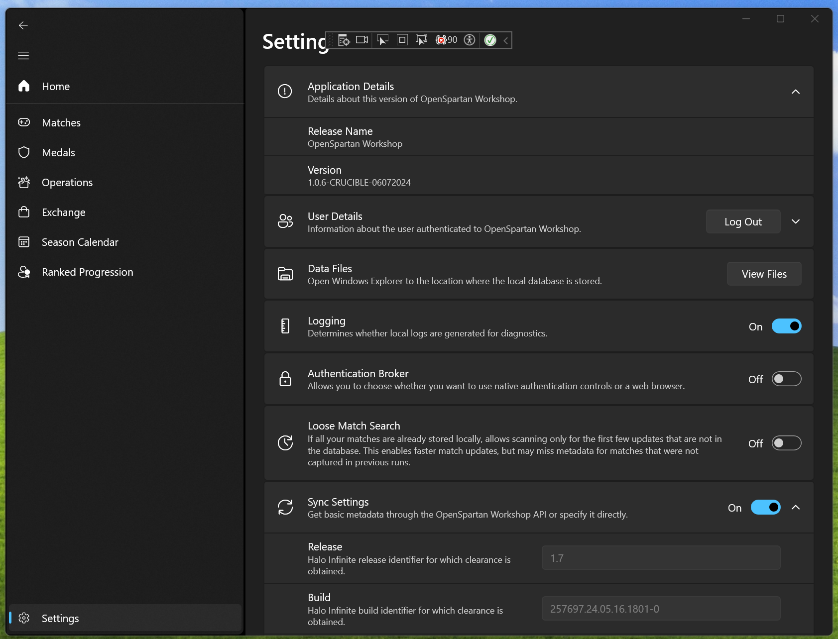 New settings UI in OpenSpartan Workshop.