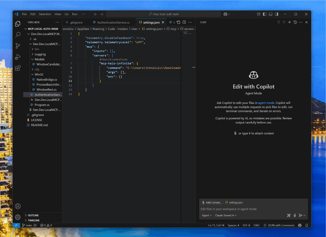 Sentry MCP authorization flow as seen in Visual Studio Code Insiders.