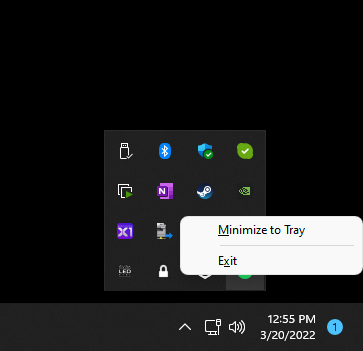 Spotify context menu in the Windows tray