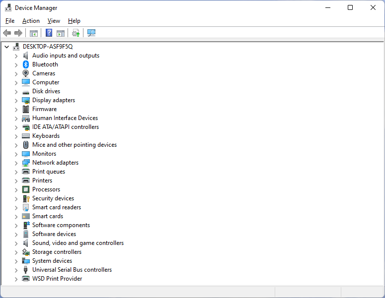 Screenshot of the Device Management view on Windows